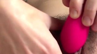 Hairy Student Girl Masturbates with Vibrator Close-up
