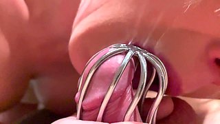 Chastity Belt First Time on His Dick and