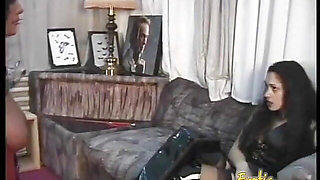 Two lusty ebony harlots have some naughty lesbian bedroom fun