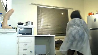 Black BBW Stripteasing and Big Dildo Blowjob