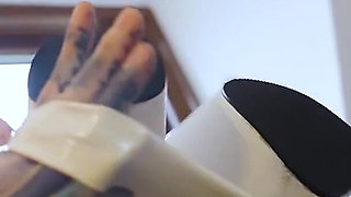 Burlesque Tattoo Beauty with Big Boobs Gives Anal Fuck with Strap-on