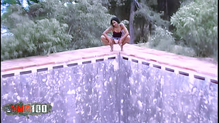 Shania Photo Session in an Abandoned Swimming Pool with Shania, a Splendid Little French Black Girl