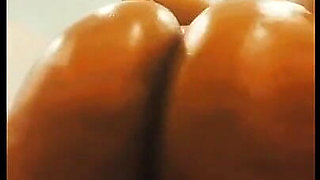 Big Black Ass Oiled Mild Fingers Pussy and Squirts