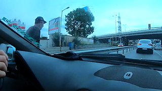 Naked Driving Leads to Quick Car Sex with Busty Czech Teen