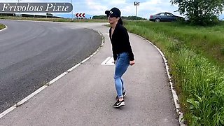 Public Pee Fail! MILF Accidentally Pisses Outside & Gets Caught by Cars