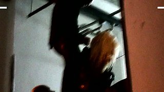 Attractive chick plays with food and toys