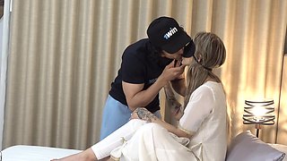 Young blonde is set for her first cam fuck with her best friend's lover