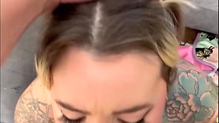 Boy Girl Preggy BJ Creampie Sex - Fetish POV homemade sex with tattooed blonde skunk