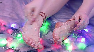 Foot fetish video of delicious feet with candy