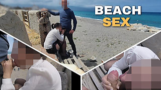 Dick Flash! Risky Blowjob on Beach: Stocking Teacher and Student Almost Caught! - MissCreamy