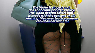 Secret Dick Stuck Under Dress in Subway  Unknown Man Petting Arabic Wife and She Liked!