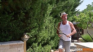 Bisexual BFFs Lia Lin and Bambola Share a Hard Cock by the Pool GP2756