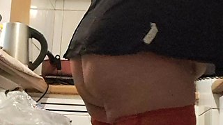 MILF with Red Stockings in the Kitchen