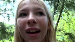 Blonde russian amateur fucked outdoor pov