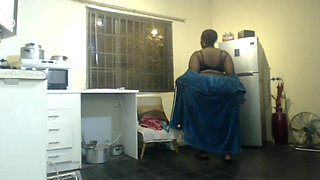 Fat Ass BBW Moaning and Stripteasing at the Kitchen