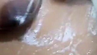 Step Mother Is Taking a Shower with Clean Her Sexy Tits and Hot Pussy