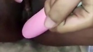 Sexy African Queen with big tits enjoying her new vibrator and squirts multiple times