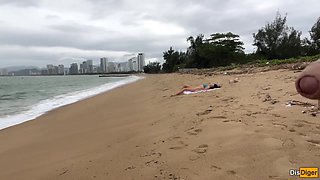 Katty West And Verified Amateurs - Babe Can I Cum On Your Tits? - Public Cock Flashing On The Beach