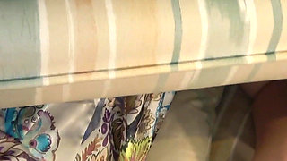 Stepmom is stuck under the ottoman