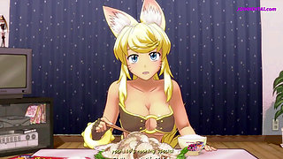 Wolf Girl Babe Fuck Tits In The Bathroom