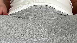 Wet My Grey Leggins - Orgasm Contractions - Fingering Through
