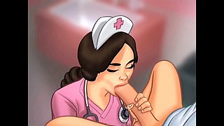 Kinky nurse gives a wild blow job to a massive cock in a 3D fantasy