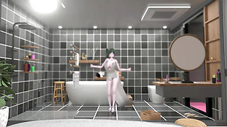 St. Louis Bathroom Undress Dance Hentai Tell Me Song Azur Lane Mmd 3D Soft Green Hair Color Edit Smixix