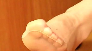 Worn Pink Clogs, Dirty Soles & Stocking Feet with Red Toes