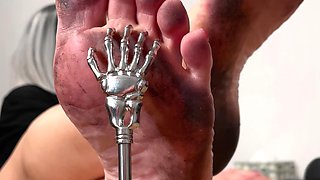 Scratching Dirty Feet of the Mistress on the Table POV