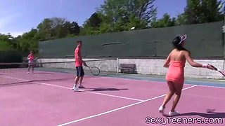 Fourway teens pussyfucked on tennis court