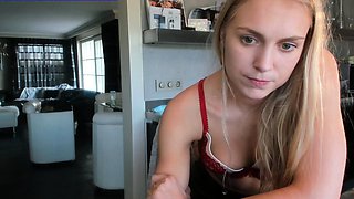 Blonde tight pussy babe solo toy fun in glamour masturbation