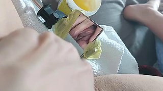 Horny milf undresses and masturbates with moans. Naughty sexy milf tries on naked clothes