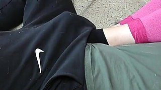 Amateur Facesitting and Ballbusting in Socks and Leggins