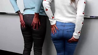 Amateur blonde and brunette lick each other