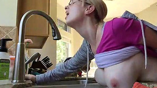 Big breasted wife fucked in the kitchen
