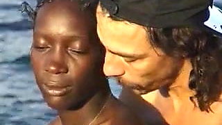 African hairy girl fuck 2 guys on the rocks