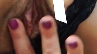 Busty British MILF Janey Fingers Her Hairy Pussy in Bed