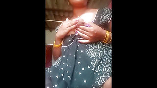 Indian wife remembers her husband and takes milk out of her boobs and puts sex toy in her pussy and dried her orgasm