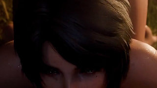 Thicc Ass Jote Deepthroating a Hard Cock Near a Camp Fire