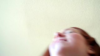 Filming a pale redhead giving me the perfect blowjob