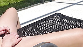 Tanning College Babe Doesn't Get Up To Pee