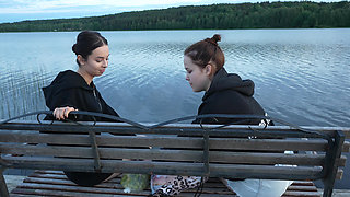 Two Girls Took Their Clothes off on the Lake. a Passing Surfer Had Sex in the Open Air