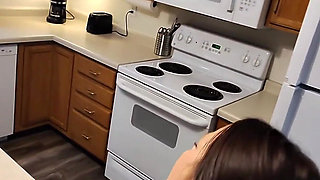 POV Silly Wife Used in Kitchen Footjob and Amazing Sex