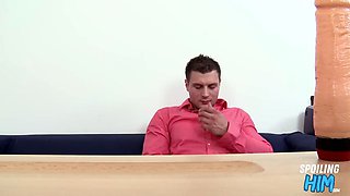 Naughty twink deepthroating at casting