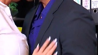 Facial ending after ass fucking for the big ass MILF in her office
