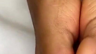 Ebony Girl Shows off Her French Pedicure in Her Black Nylons & Does Removal to Show Her Feet