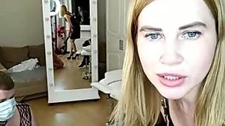 Two hotties invited a sex slave and decided to play with him