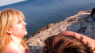 Foursome anal penetrated on the beach.