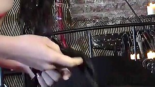 Super Busty MILF Nelly Kent Stuffing Her Hands in Her Slave's Asshole
