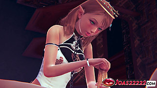 Hot Elf with Green Eyes Anime Girl - Intense Handjob Service for Big Dick, Sloppy Deepthroat Blowjob POV, and Mouth Fuck